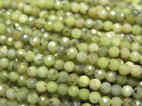 [Video]High Quality! Russian Nephrite Jade AA+ Faceted Round 3mm 1strand beads (aprx.15inch/36cm)