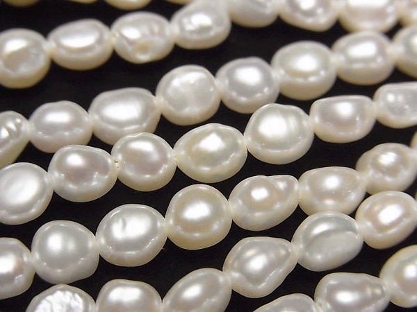 [Video] Fresh Water Pearl AA++ Baroque 5.5-6mm White 1strand beads (aprx.14inch/35cm)