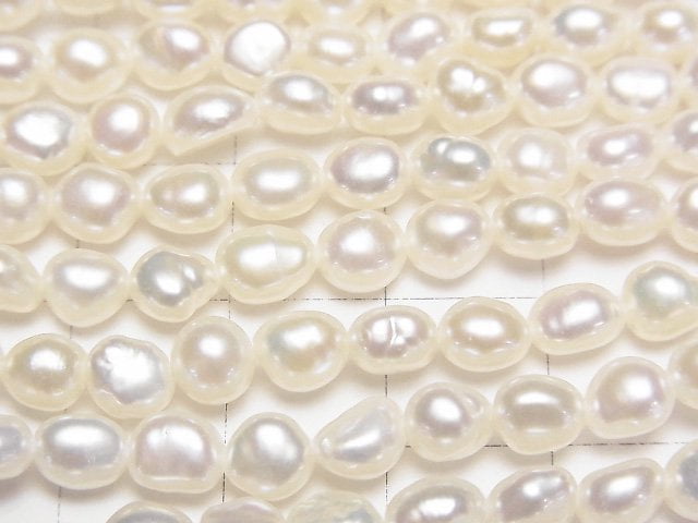 [Video] Fresh Water Pearl AA++ Baroque 5.5-6mm White 1strand beads (aprx.14inch/35cm)
