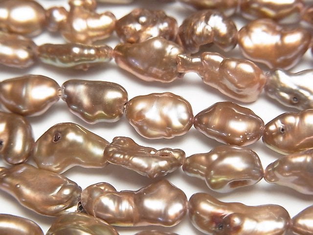 [Video] Fresh Water Pearl Keshi Pearl AA Baroque 8-12mm Bronze Gold 1strand beads (aprx.15inch/38cm)