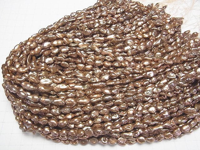 [Video] Fresh Water Pearl Keshi Pearl AA Baroque 8-12mm Bronze Gold 1strand beads (aprx.15inch/38cm)