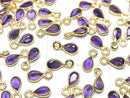 [Video]High Quality Amethyst AAA- Bezel Setting Pear shape Faceted 6x4mm 18KGP 5pcs