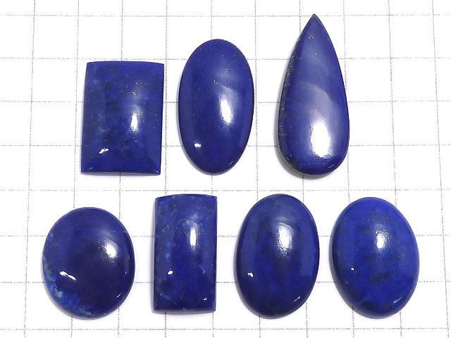 [Video][One of a kind] Lapislazuli AAA- Cabochon 7pcs Set NO.7