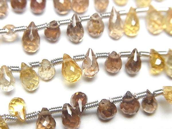 [Video]High Quality Natural Multi-Color Zircon AAA- Drop Faceted Briolette Half or 1strand beads (aprx.7inch/18cm)