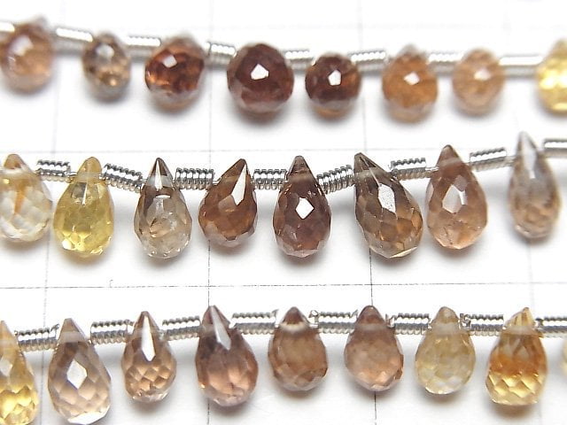 [Video]High Quality Natural Multi-Color Zircon AAA- Drop Faceted Briolette Half or 1strand beads (aprx.7inch/18cm)