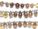 [Video]High Quality Natural Multi-Color Zircon AAA- Drop Faceted Briolette Half or 1strand beads (aprx.7inch/18cm)