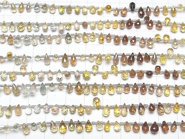 [Video]High Quality Natural Multi-Color Zircon AAA- Drop Faceted Briolette Half or 1strand beads (aprx.7inch/18cm)