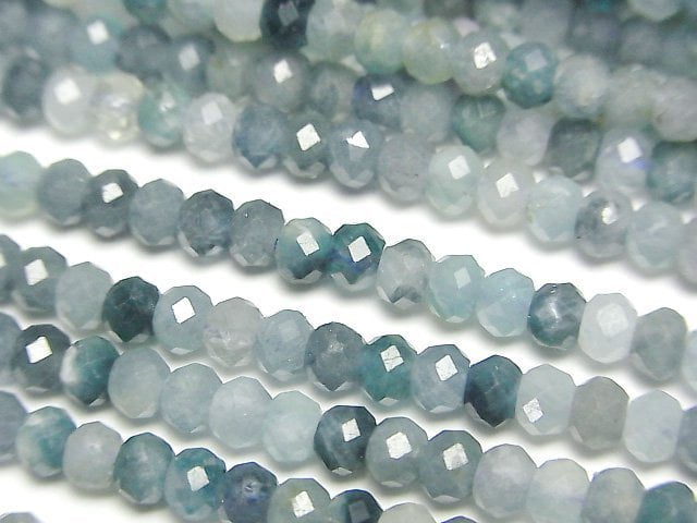 [Video]High Quality! Indigolite Tourmaline AA+ Faceted Button Roundel 3.5x3.5x2.5mm 1strand beads (aprx.15inch/37cm)