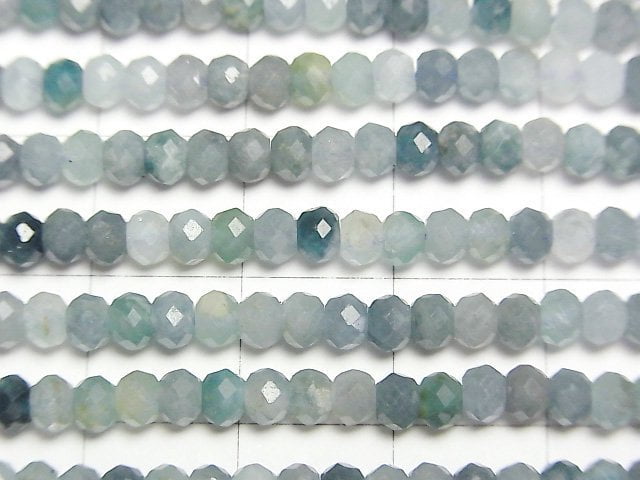 [Video]High Quality! Indigolite Tourmaline AA+ Faceted Button Roundel 3.5x3.5x2.5mm 1strand beads (aprx.15inch/37cm)