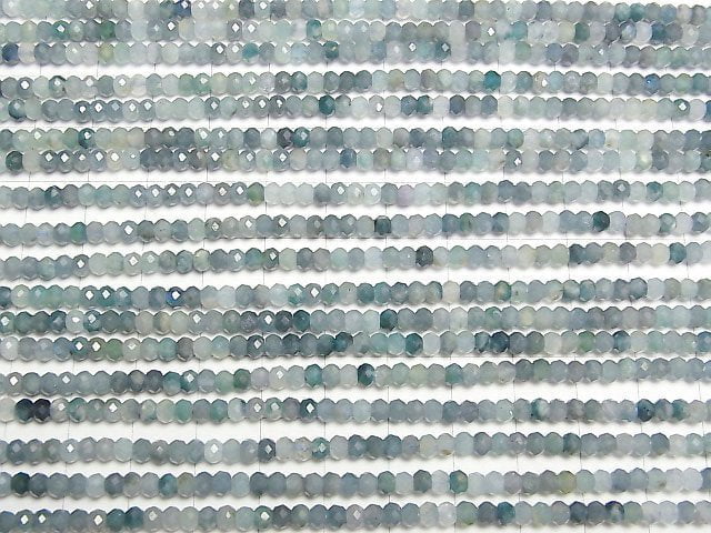 [Video]High Quality! Indigolite Tourmaline AA+ Faceted Button Rondelle 3.5x3.5x2.5mm 1strand beads (aprx.15inch/37cm)