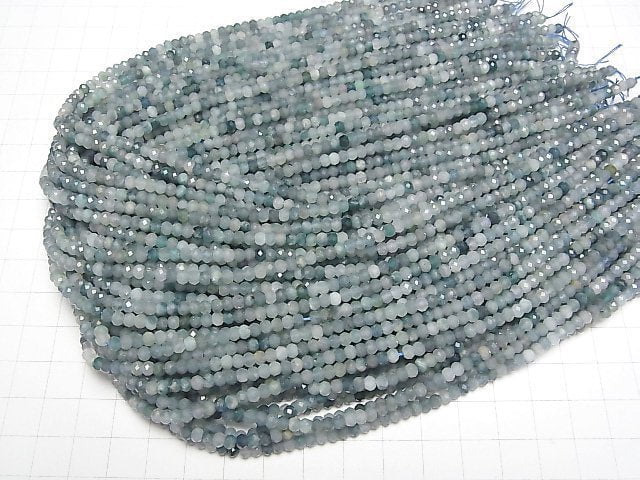 [Video]High Quality! Indigolite Tourmaline AA+ Faceted Button Roundel 3.5x3.5x2.5mm 1strand beads (aprx.15inch/37cm)