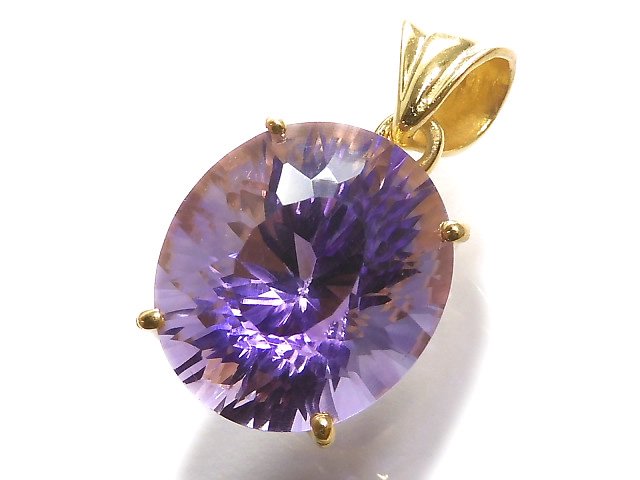 [Video][One of a kind] High Quality Amethyst AAA Laser Cut Pendant 18KGP NO.21