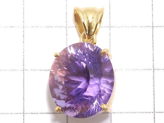 [Video][One of a kind] High Quality Amethyst AAA Laser Cut Pendant 18KGP NO.21