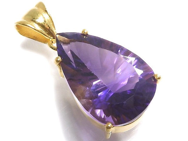 [Video][One of a kind] High Quality Amethyst AAA Laser Cut Pendant 18KGP NO.22