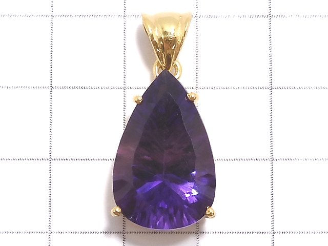 [Video][One of a kind] High Quality Amethyst AAA Laser Cut Pendant 18KGP NO.22