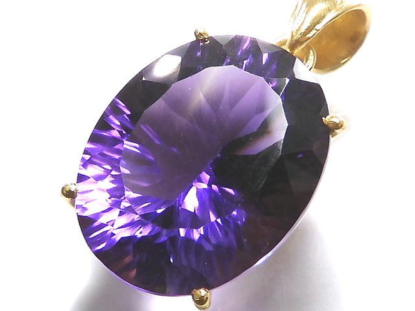 [Video][One of a kind] High Quality Amethyst AAA Laser Cut Pendant 18KGP NO.24