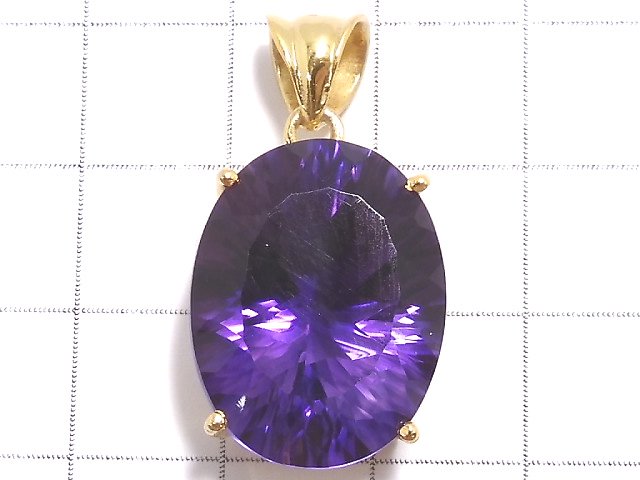 [Video][One of a kind] High Quality Amethyst AAA Laser Cut Pendant 18KGP NO.24