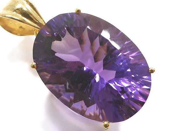 [Video][One of a kind] High Quality Amethyst AAA Laser Cut Pendant 18KGP NO.25