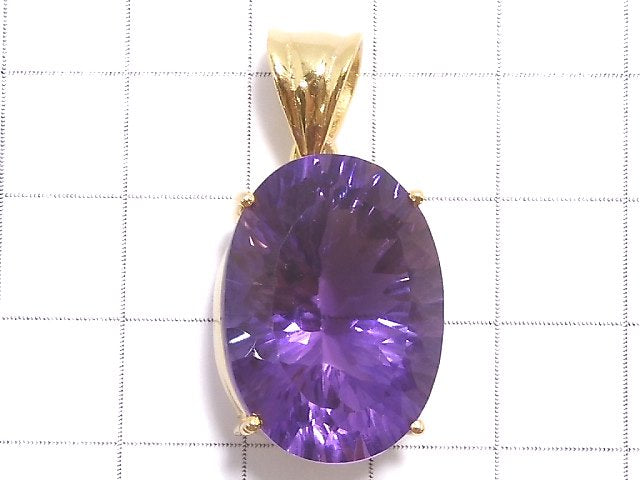 [Video][One of a kind] High Quality Amethyst AAA Laser Cut Pendant 18KGP NO.25