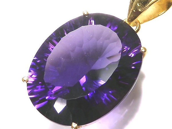 [Video][One of a kind] High Quality Amethyst AAA Laser Cut Pendant 18KGP NO.26