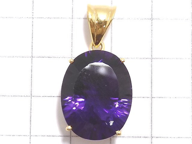 [Video][One of a kind] High Quality Amethyst AAA Laser Cut Pendant 18KGP NO.26