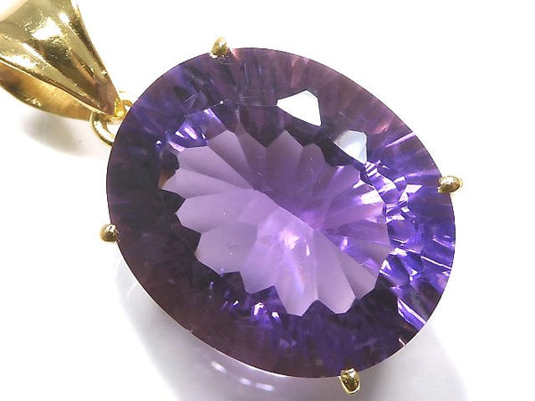 [Video][One of a kind] High Quality Amethyst AAA Laser Cut Pendant 18KGP NO.27