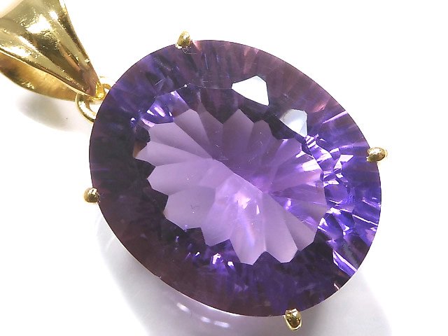 [Video][One of a kind] High Quality Amethyst AAA Laser Cut Pendant 18KGP NO.27