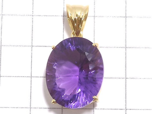 [Video][One of a kind] High Quality Amethyst AAA Laser Cut Pendant 18KGP NO.27