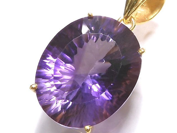 [Video][One of a kind] High Quality Amethyst AAA Laser Cut Pendant 18KGP NO.28