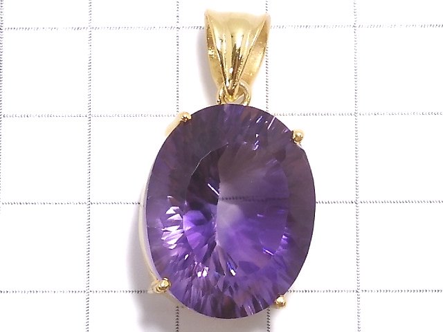 [Video][One of a kind] High Quality Amethyst AAA Laser Cut Pendant 18KGP NO.28