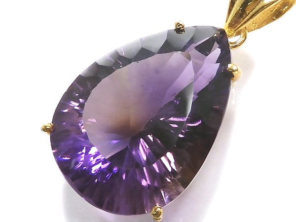 [Video][One of a kind] High Quality Amethyst AAA Laser Cut Pendant 18KGP NO.29