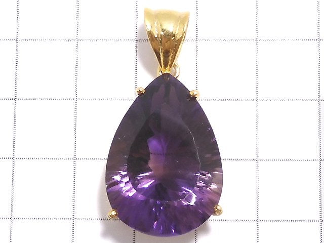 [Video][One of a kind] High Quality Amethyst AAA Laser Cut Pendant 18KGP NO.29