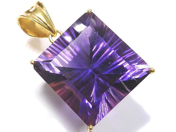 [Video][One of a kind] High Quality Amethyst AAA Laser Cut Pendant 18KGP NO.30