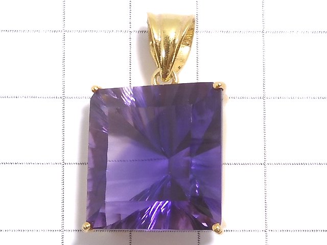 [Video][One of a kind] High Quality Amethyst AAA Laser Cut Pendant 18KGP NO.30