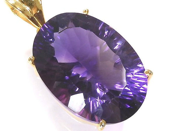 [Video][One of a kind] High Quality Amethyst AAA Laser Cut Pendant 18KGP NO.31