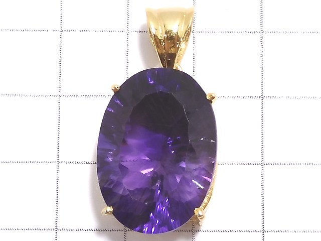 [Video][One of a kind] High Quality Amethyst AAA Laser Cut Pendant 18KGP NO.31