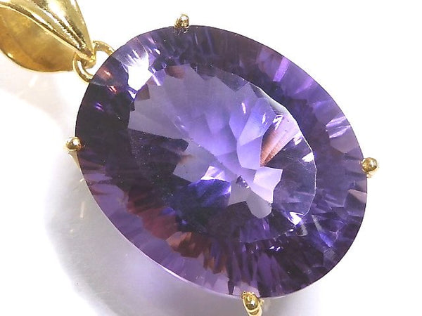 [Video][One of a kind] High Quality Amethyst AAA Laser Cut Pendant 18KGP NO.32