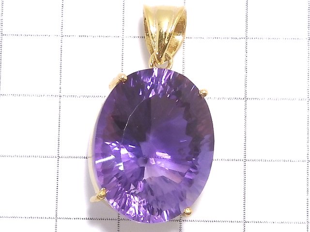 [Video][One of a kind] High Quality Amethyst AAA Laser Cut Pendant 18KGP NO.32