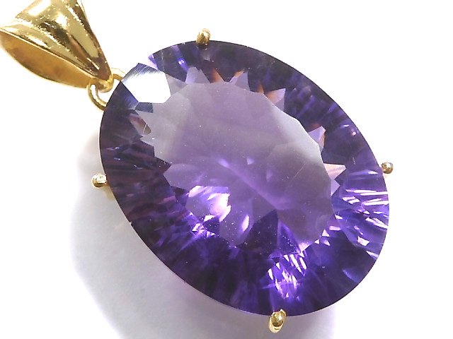 [Video][One of a kind] High Quality Amethyst AAA Laser Cut Pendant 18KGP NO.33