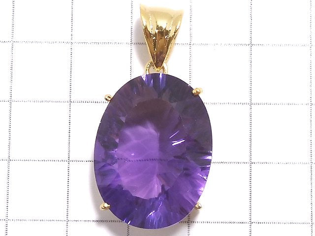 [Video][One of a kind] High Quality Amethyst AAA Laser Cut Pendant 18KGP NO.33