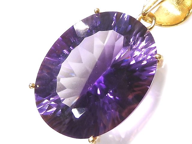 [Video][One of a kind] High Quality Amethyst AAA Laser Cut Pendant 18KGP NO.34