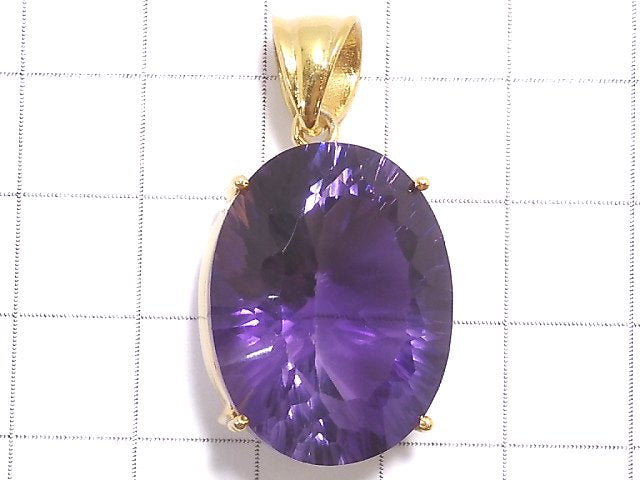 [Video][One of a kind] High Quality Amethyst AAA Laser Cut Pendant 18KGP NO.34