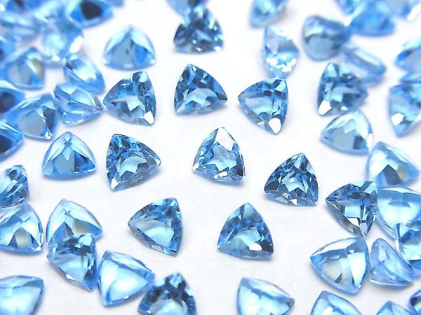 [Video]High Quality Swiss Blue Topaz AAA Loose stone Triangle Faceted 5x5mm 3pcs