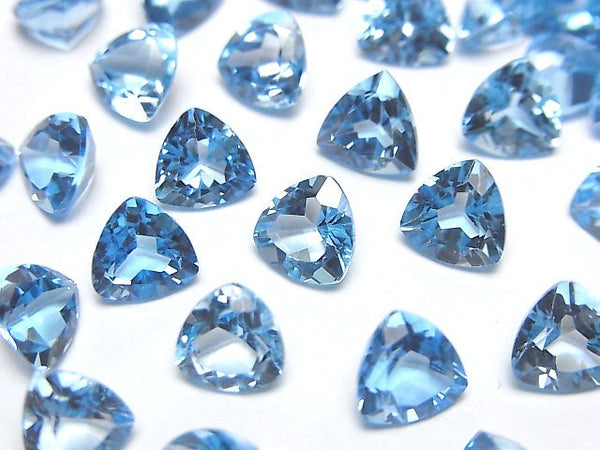 [Video]High Quality Swiss Blue Topaz AAA Loose stone Triangle Faceted 7x7mm 2pcs