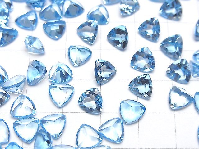 [Video]High Quality Swiss Blue Topaz AAA Loose stone Triangle Faceted 7x7mm 2pcs