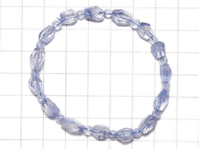 [Video][One of a kind] Dumortierite in Quartz AAA- Faceted Nugget & Round Bracelet NO.7