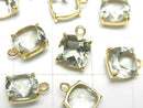 [Video]High Quality Green Amethyst AAA Bezel Setting Square Faceted 8x8mm 18KGP 2pcs