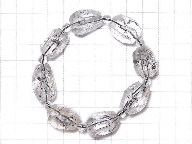 [Video][One of a kind] Water in Crystal AAA Faceted Nugget & Round Bracelet NO.2