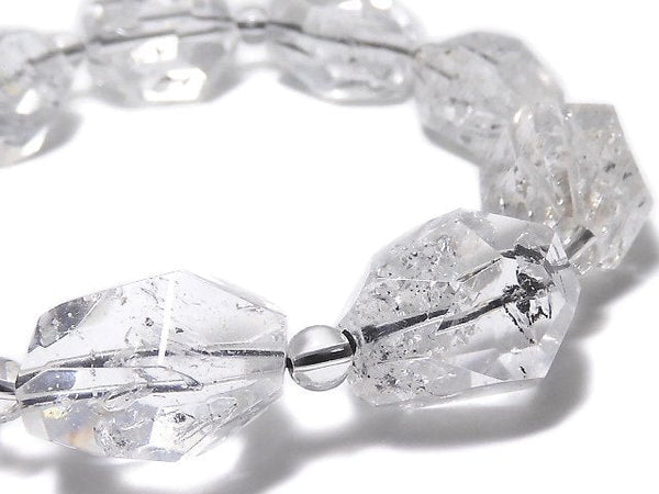 [Video][One of a kind] Water in Crystal AAA Faceted Nugget & Round Bracelet NO.3