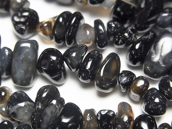 Black-Gray Agate Chips (Small Nugget) 1strand beads (aprx.30inch/76cm)